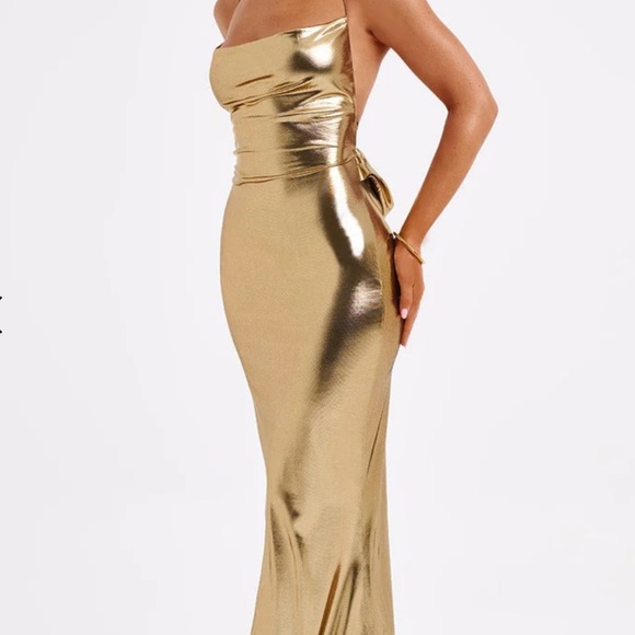 Strapless Gold Metallic Dress - Picture 3 of 5